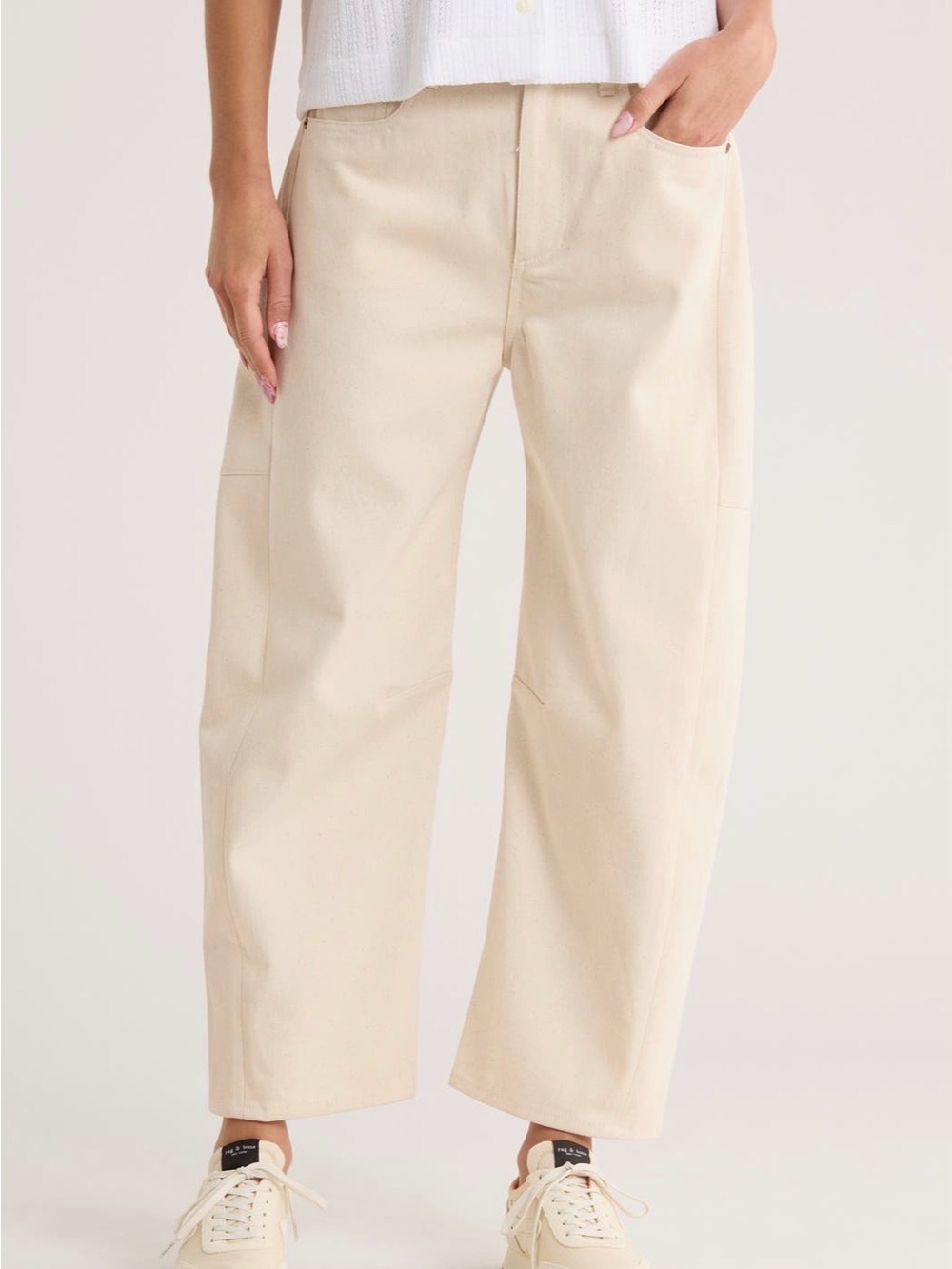 rag & bone Xander Barrel Jeans in Cream